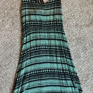 PacSun Aqua and Black Patterned Midi Dress